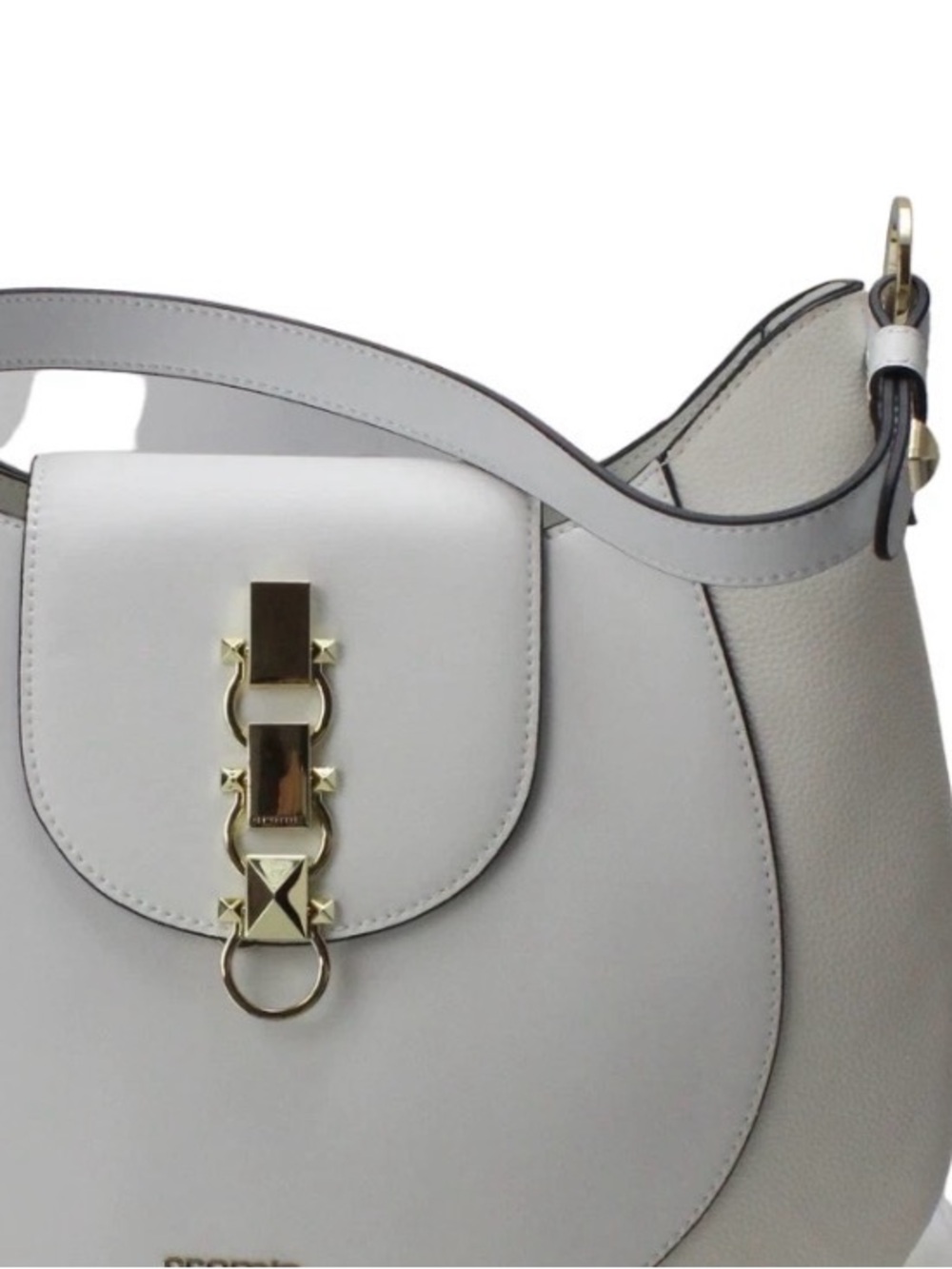 Make offer! Cromia of Italy White Leather Shoulder Bag with Gold Accent Hardware